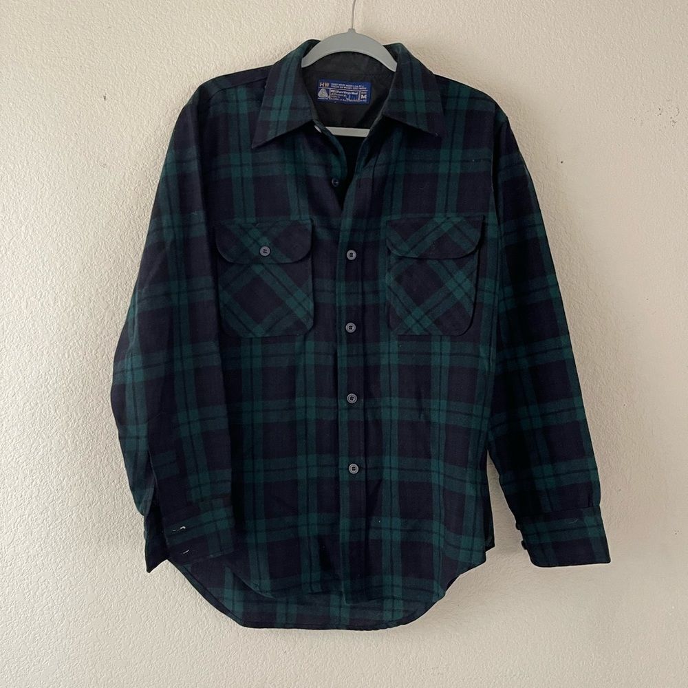 Vintage virgin‎ wool plaid shirt jacket shacket